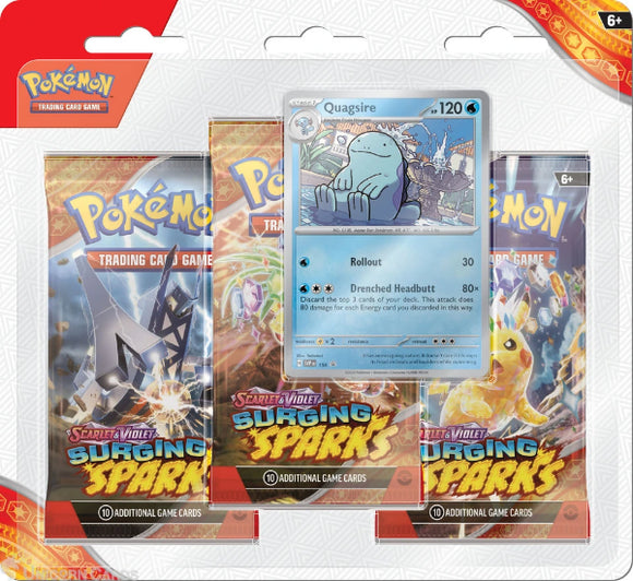 Pokémon TCG Scarlet & Violet 8 - Surging Sparks 3-Pack Blister Pack - Quagsire